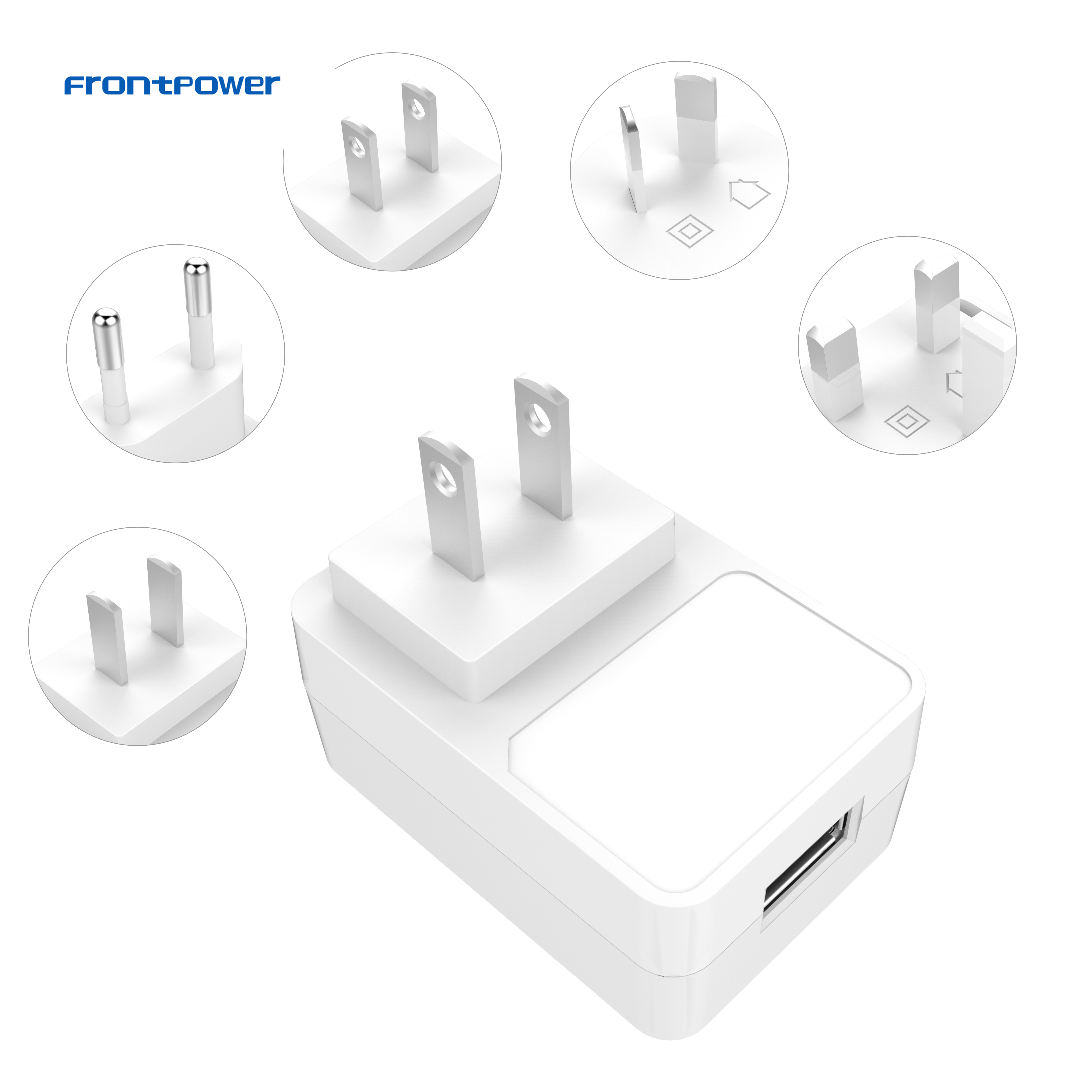 Frontpower 5V 2.4A US power adapter usb charger portable travel with UL FCC certs for phone