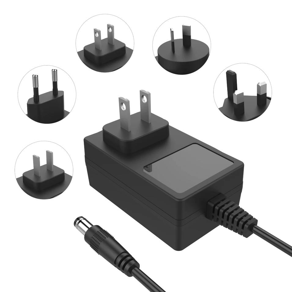 5V 3A  switching interchangeable power adapter with UL62368 CE GS SAA PSE KC CCC for CCTV