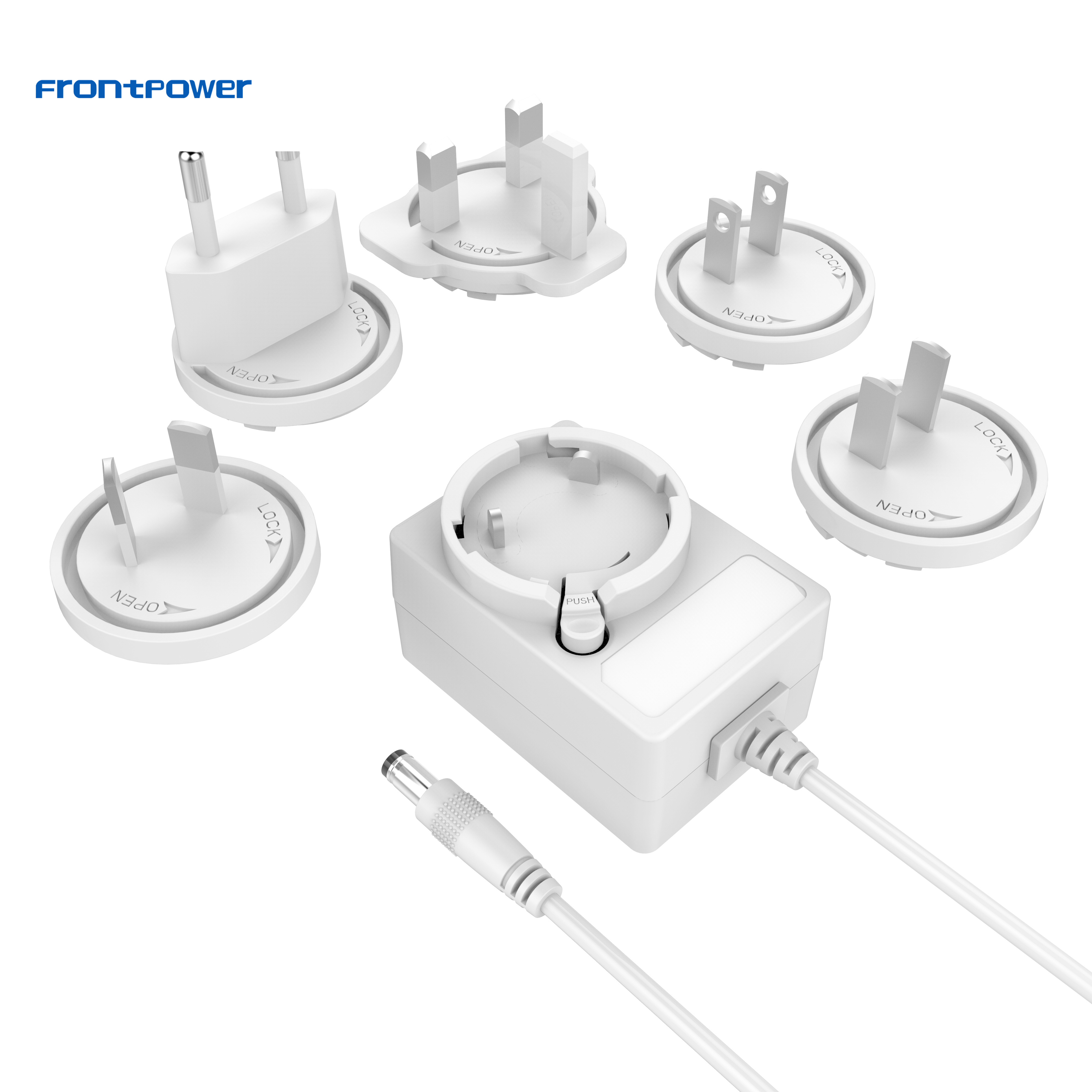 Frontpower 5V 2A interchangeable plug power adapter with EN62368/61558 for cloud connector