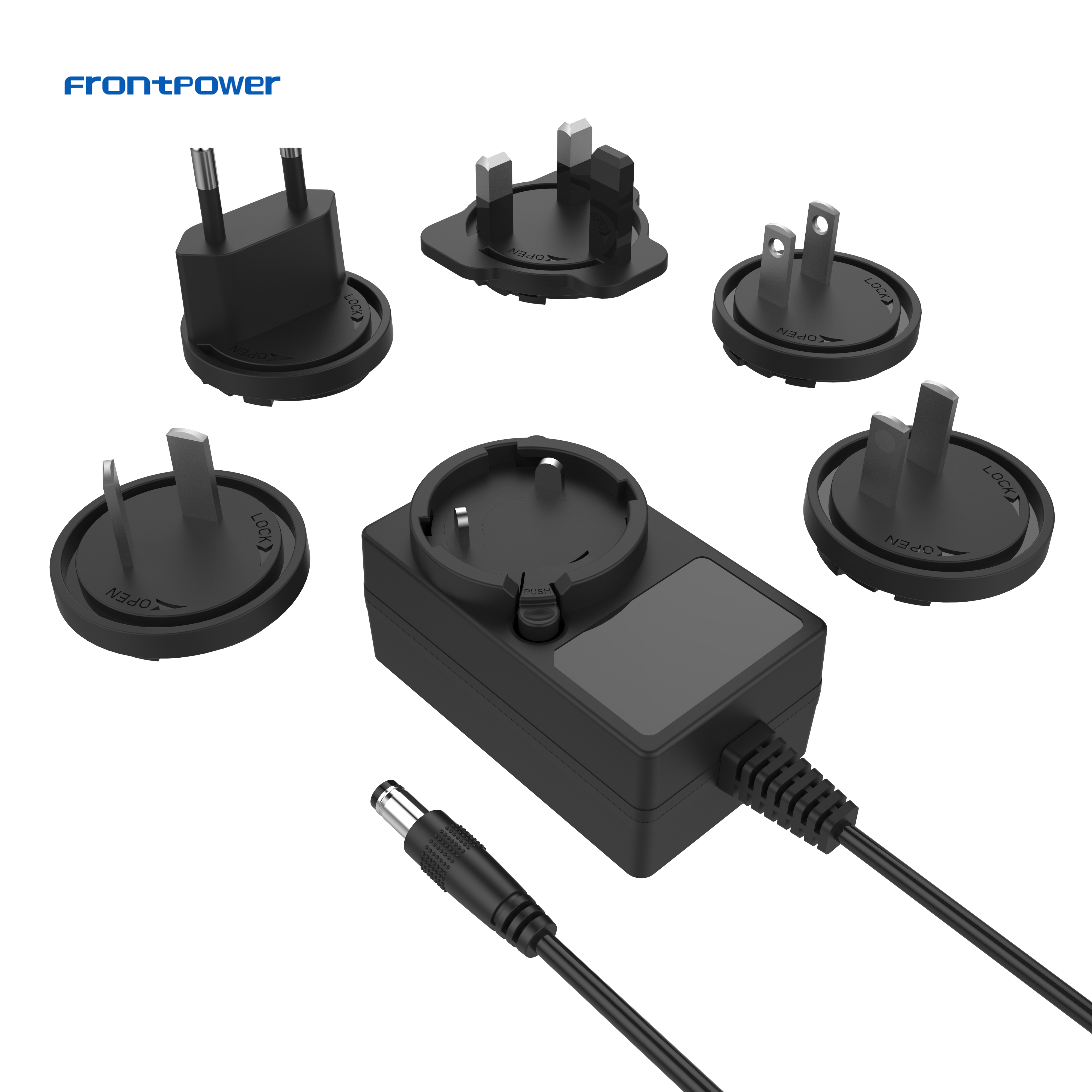 Frontpower power supply 12V 2A 24V 1A interchangeable plug adapter with UL/ CE/FCC/GS/SAA/RCM/CCC/PSE for Player