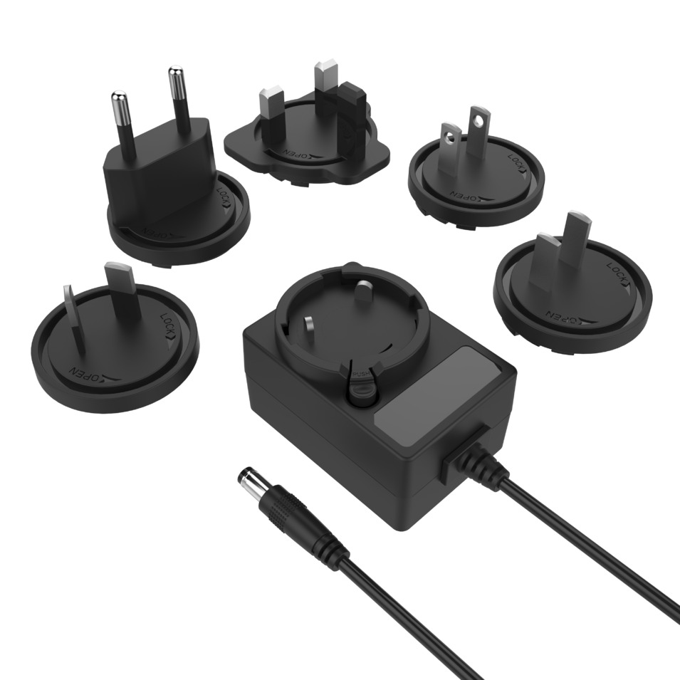 Frontpower interchangeable plug ac dc power adapter 12v 1a with EN62368 EN61558 UL CE GS SAA CCC PSE KC