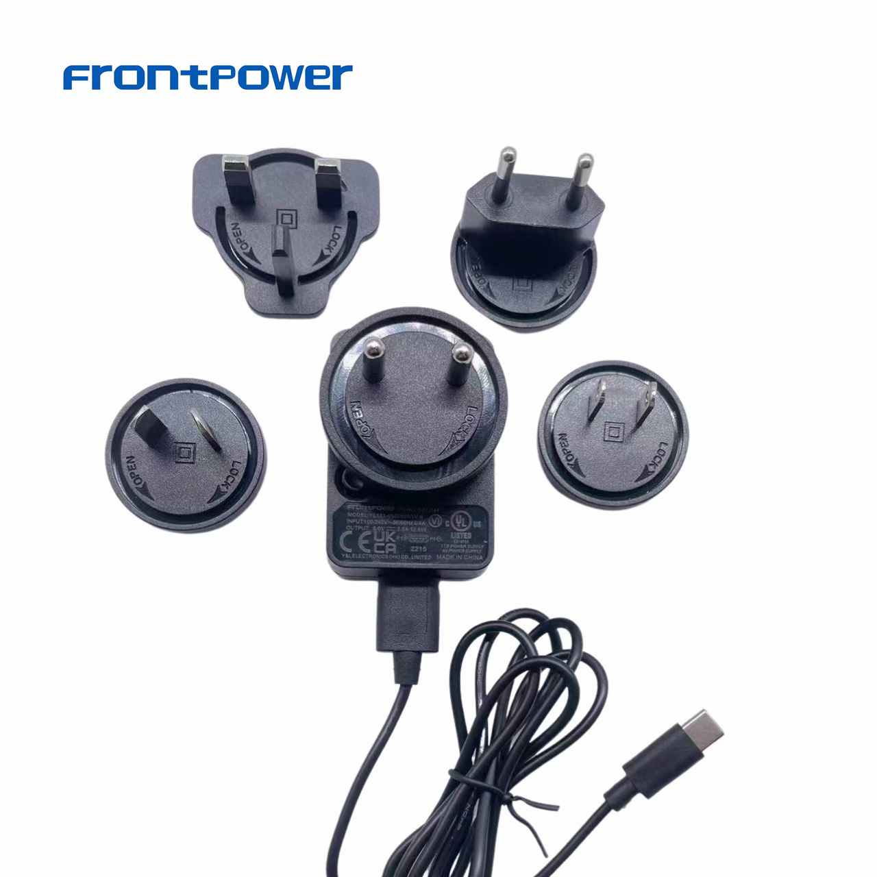 Frontpower 5V2A 5V 2.5A US EU UK AU INDIA CCC KR JP PLUG interchangeable power charger 5V 3A power adaptor with UL CE GS BIS